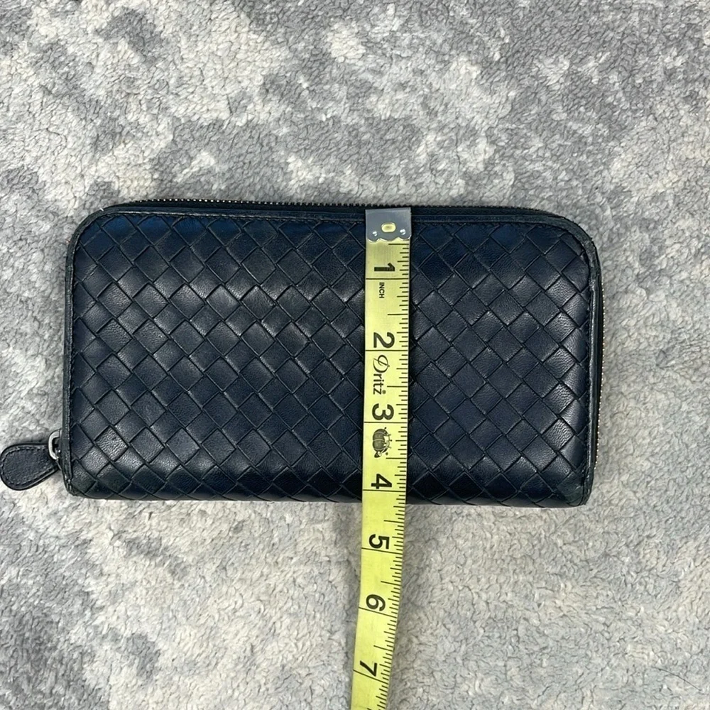 Bottega Veneta Intrecciato Piccolo Zip Around Wallet Black Woven Leather